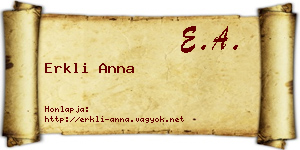 Erkli Anna névjegykártya